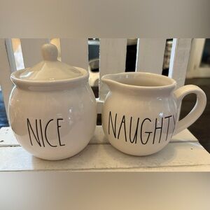 Rae Dunn White Nice and Naughty Creamer Set